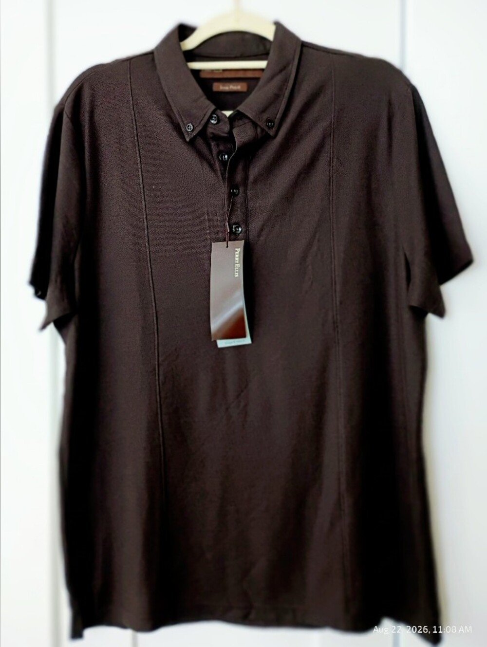 Perry Ellis Men's Dark Brown Short-Sleeve Polo